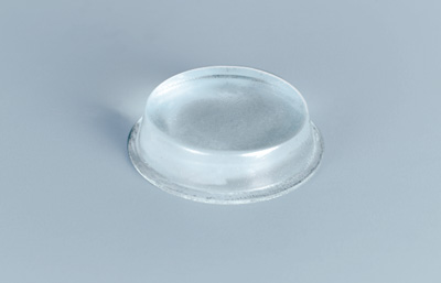 Flattened hemispherical shaped clear door bumpers