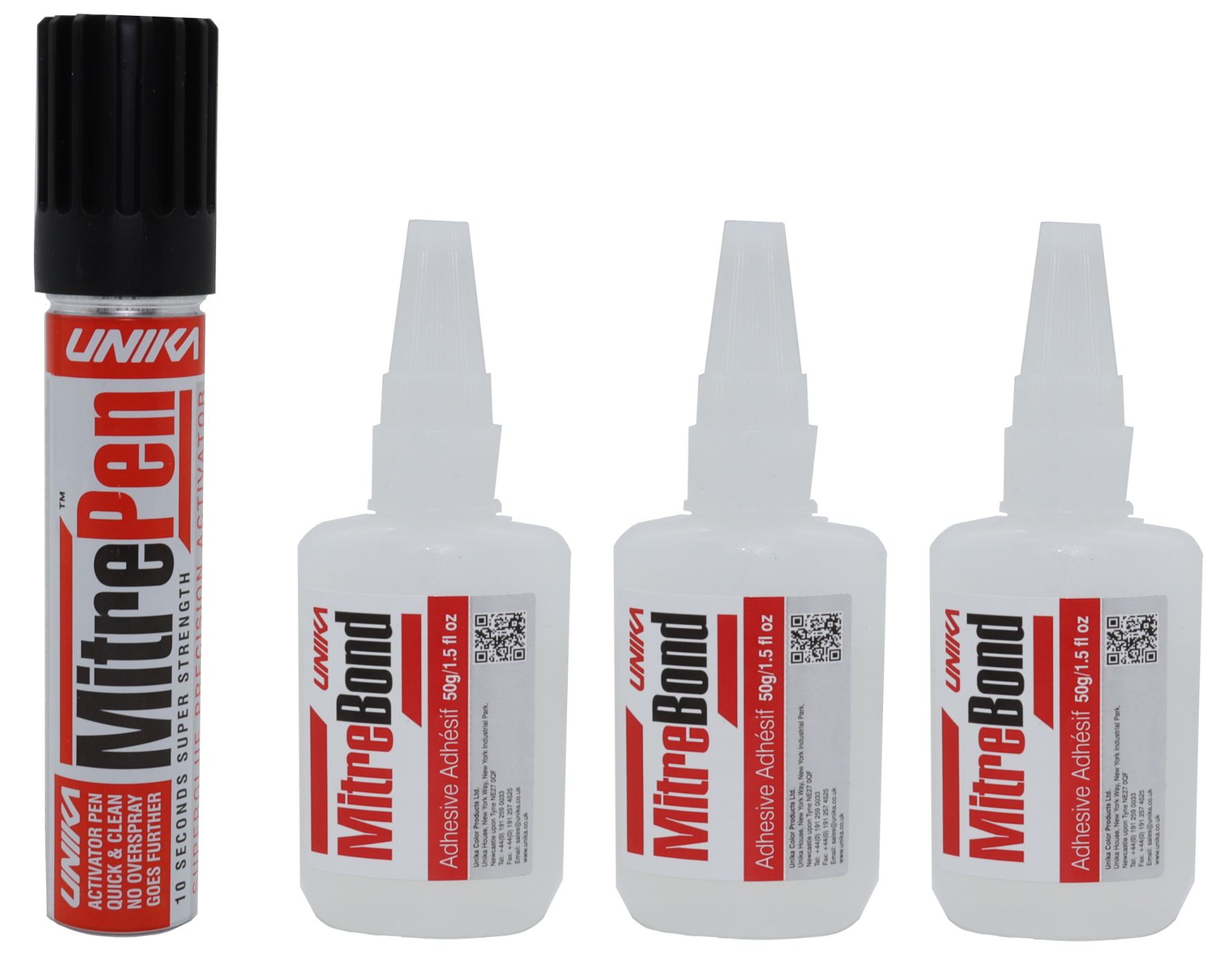 Cyano instant bond including 3 tubes + 1 pen