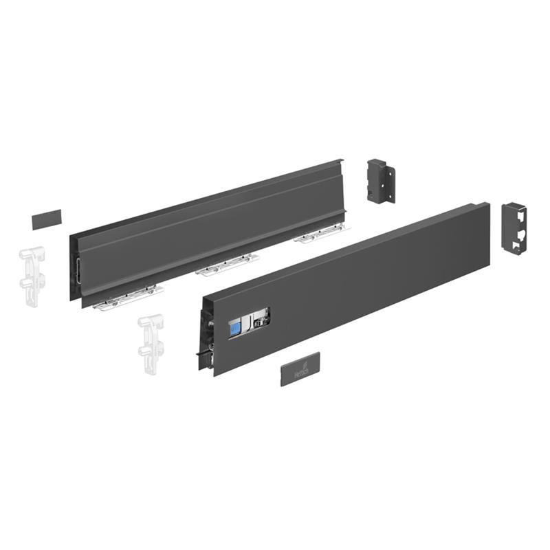 Innotech Atira drawer side kit H70 L260 mm with front & back brackets, anthracite