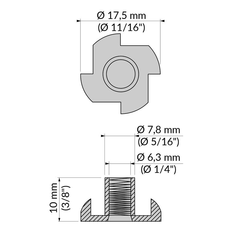 T-Nut 1/4" x 3/8" spec