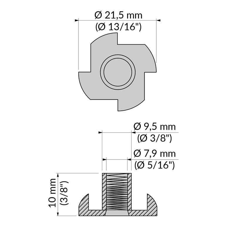 T-Nut 5/16" x 3/8" spec