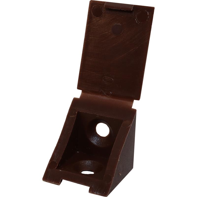 Single plastic corner brace with cover 23 x 21 mm brown