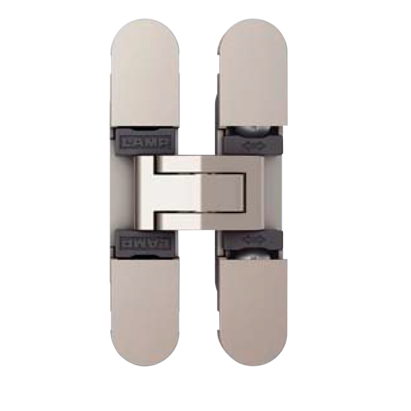 Recessed invisible hinge,180 degrees opening, brushed nickel