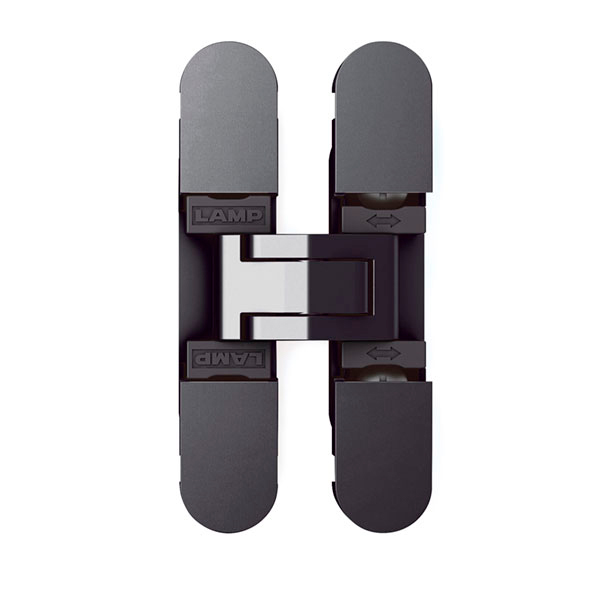 Recessed invisible hinge, 180° opening, black finish