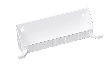 White plastic tip-out tray with stoppers