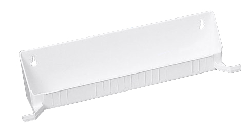 White plastic tip-out tray with stoppers