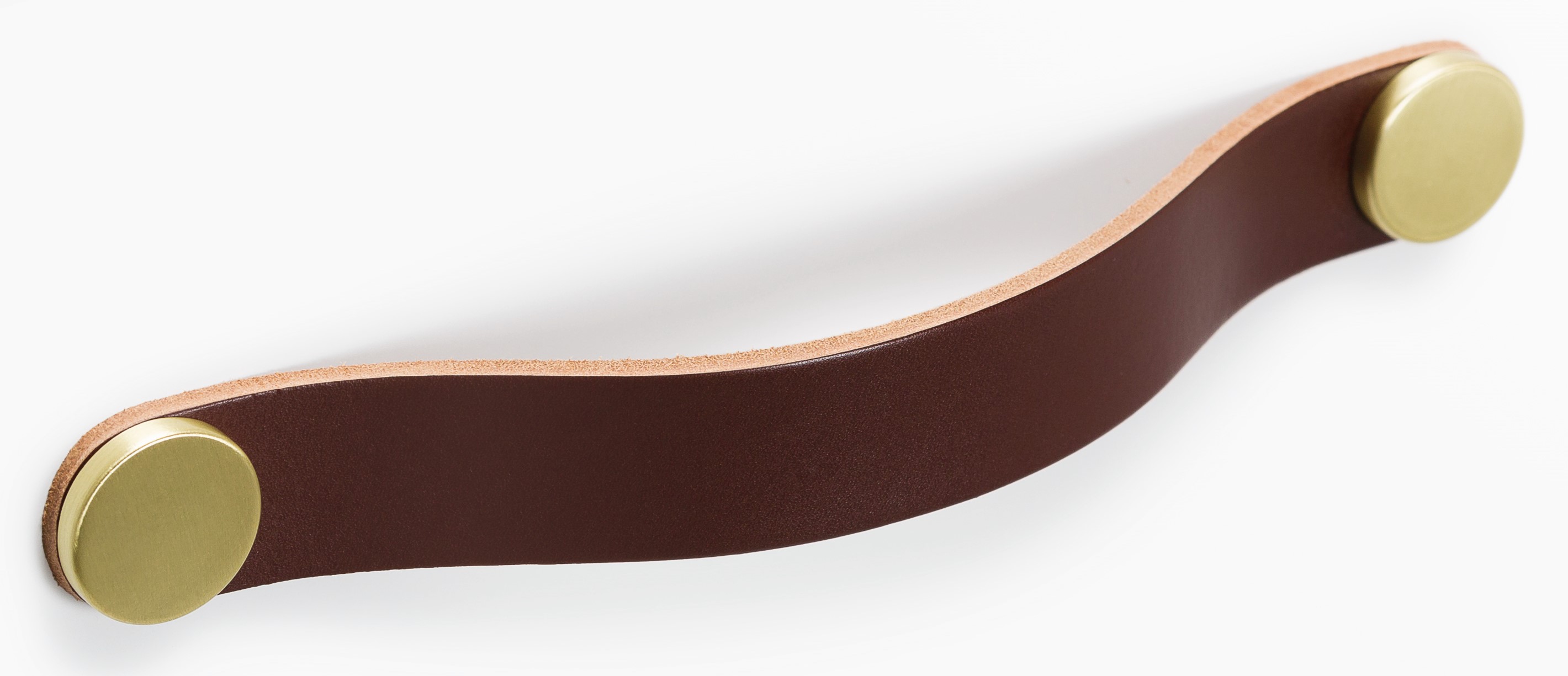 Handle FLEXA V0404 brown leather/brass 128 mm