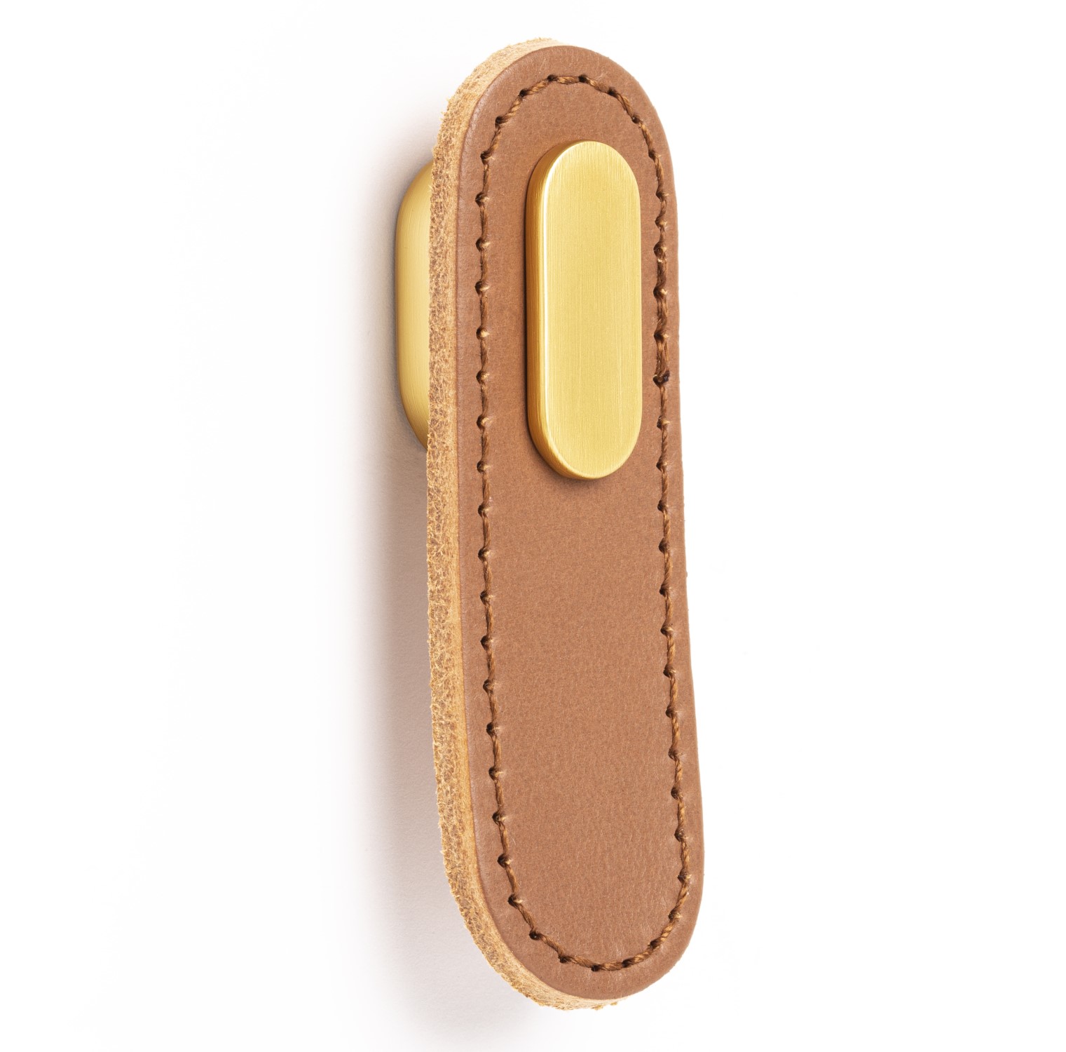 Handle OBLONG V0507 beige leather/brushed gold