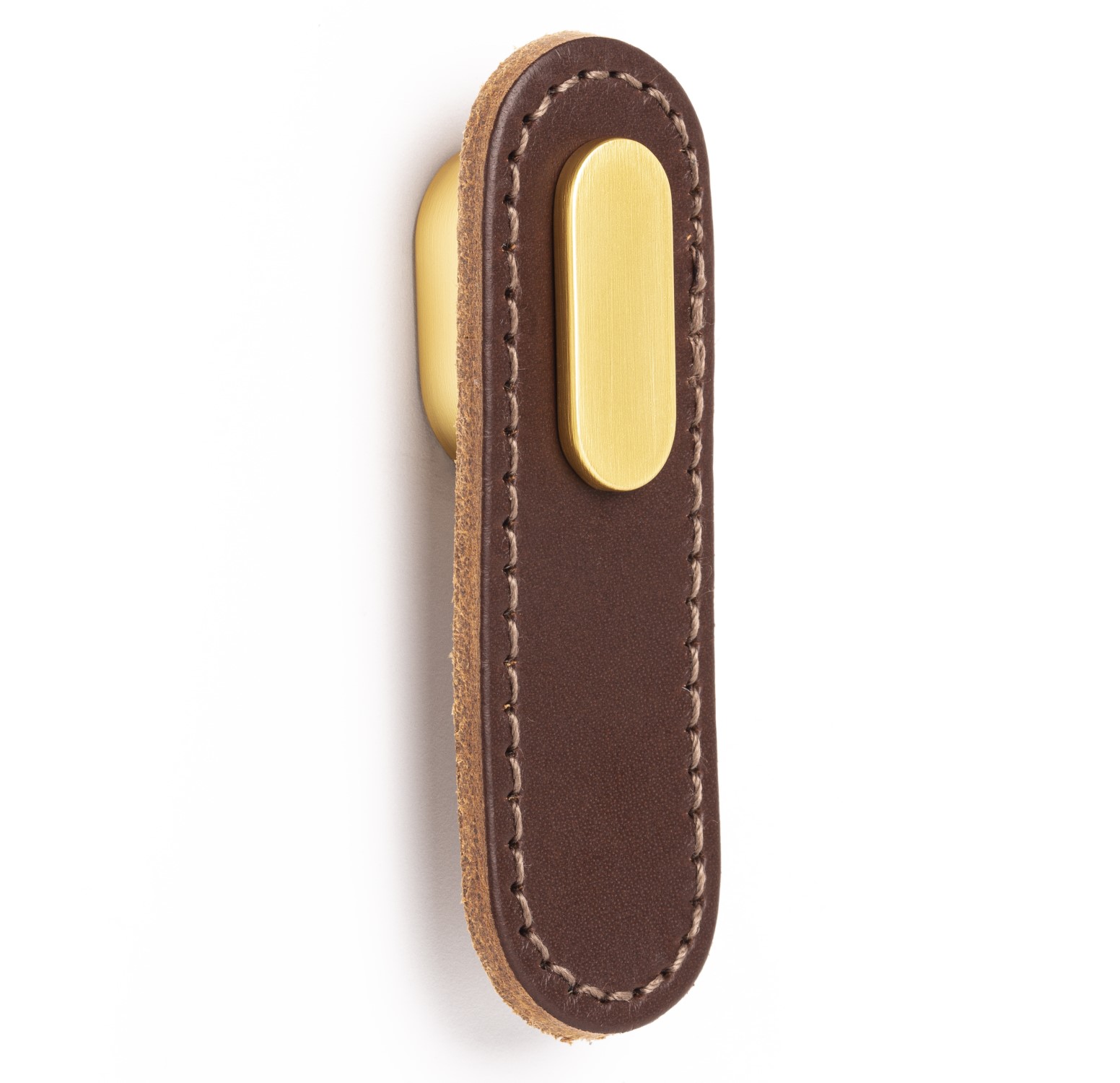 Handle OBLONG V0507 brown leather/brushed gold