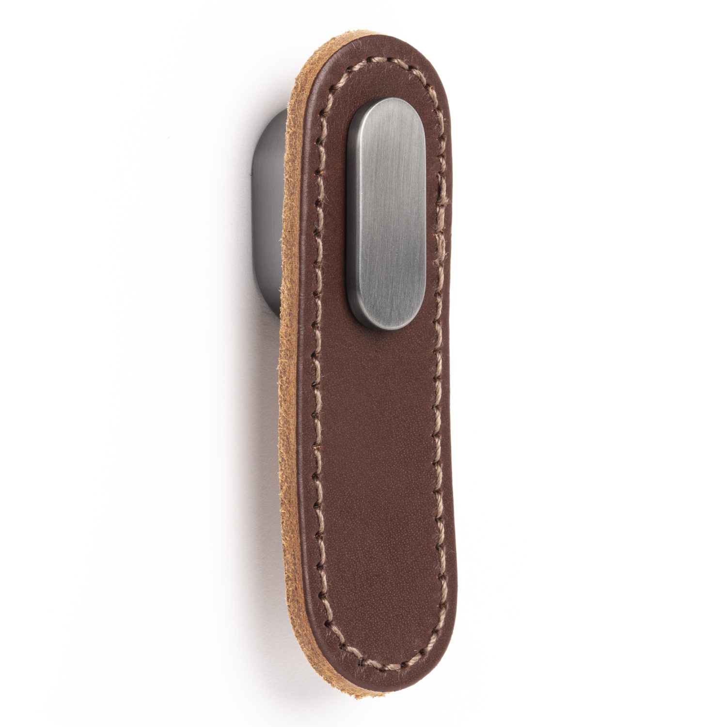 Image Handle OBLONG V0507 brown leather/brushed grey