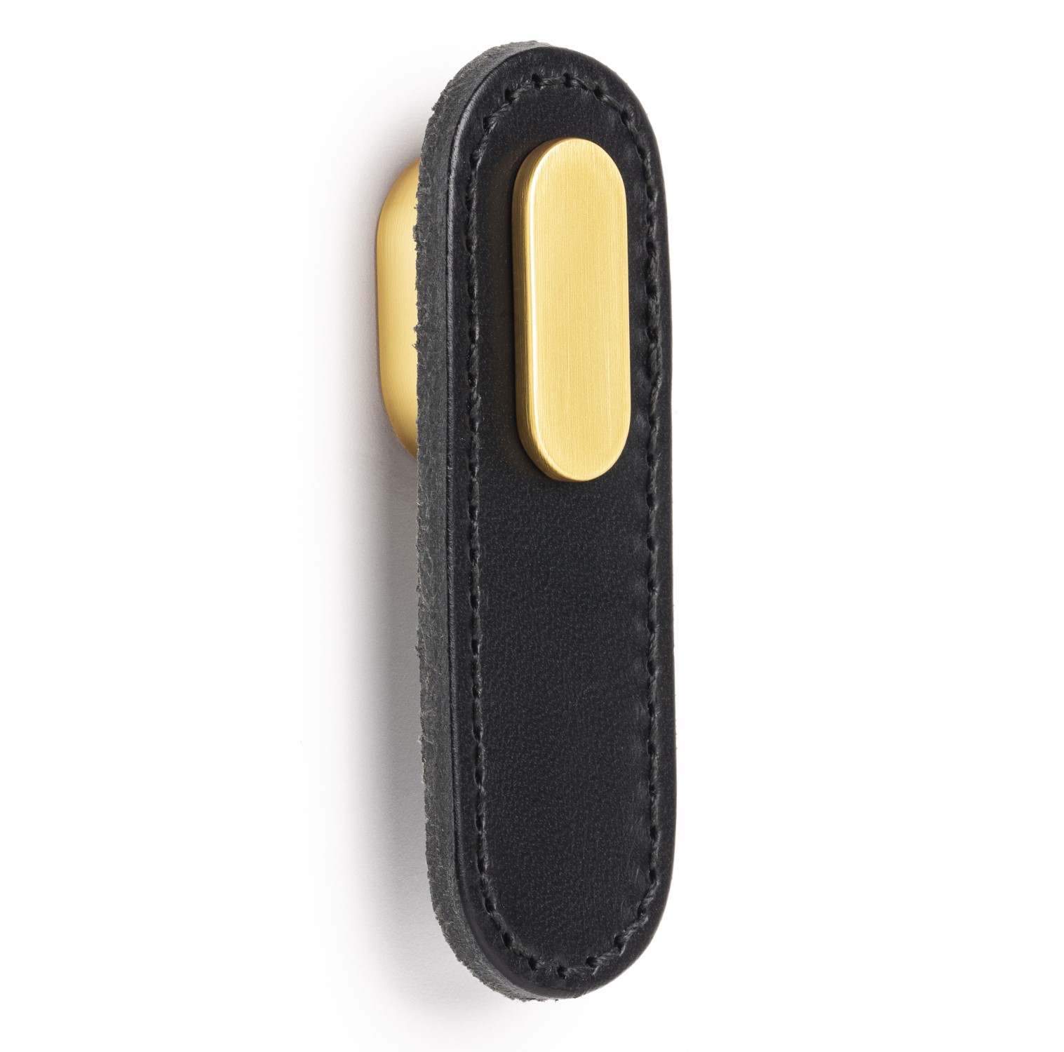 Image Handle OBLONG V0507 black leather/brushed gold