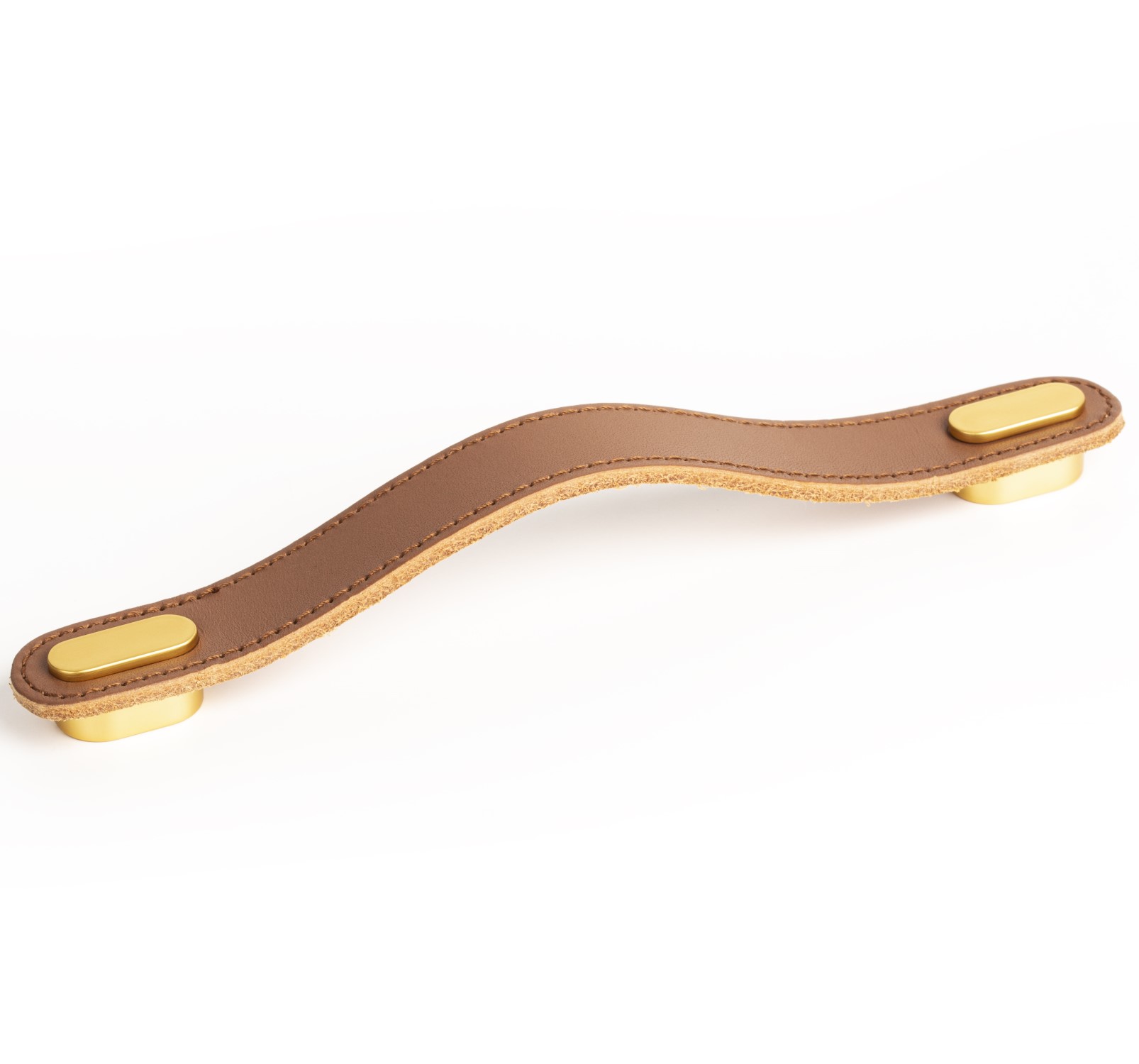 Image Handle OBLONG V0507 beige leather/brushed gold 160 mm