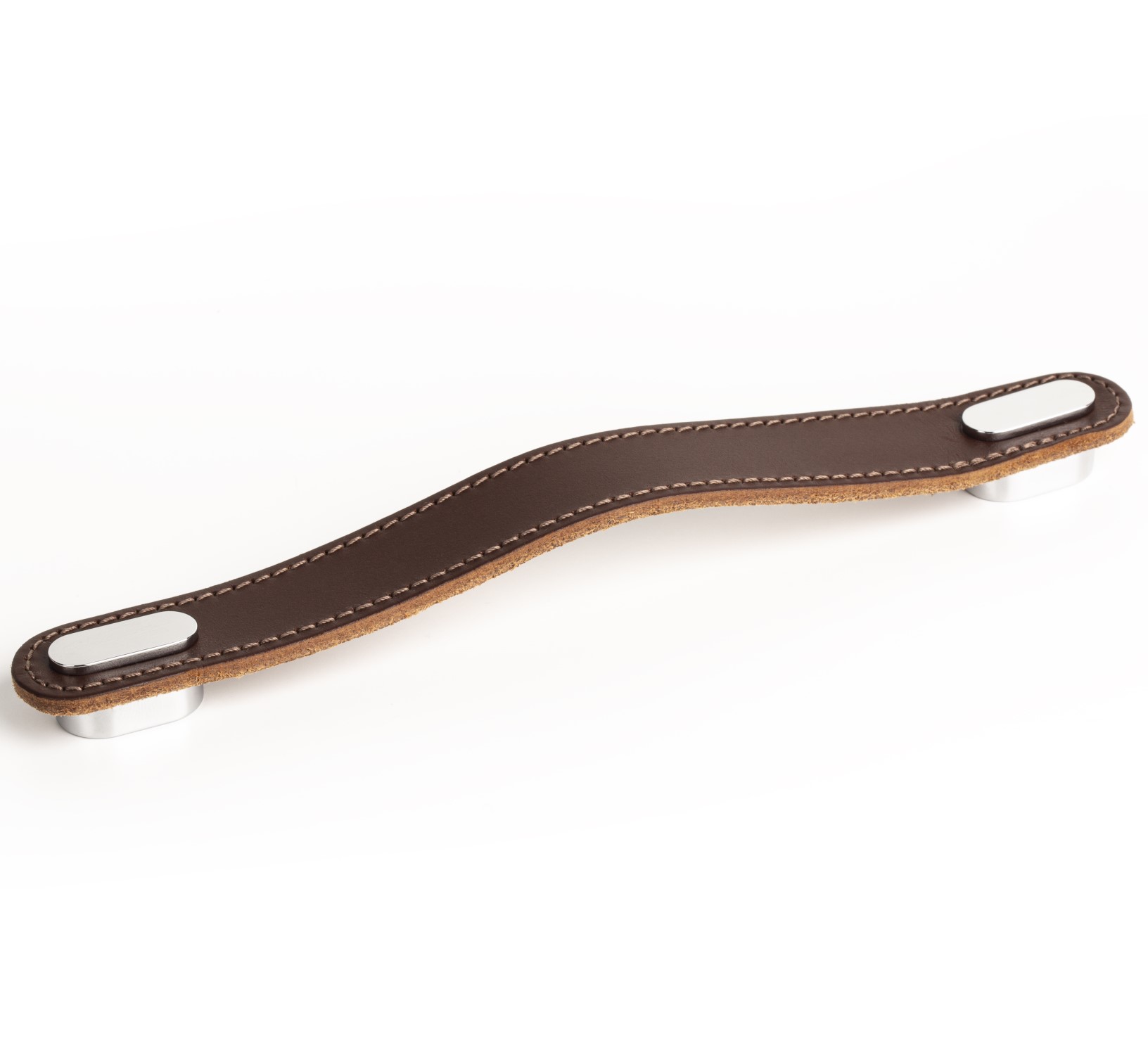 Handle OBLONG V0507 brown leather/chrome 160 mm