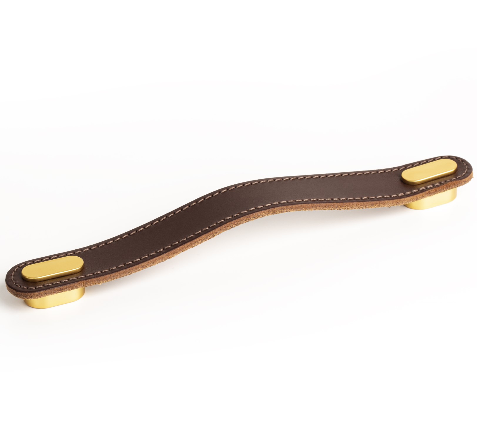 Handle OBLONG V0507 brown leather/brushed gold 160 mm