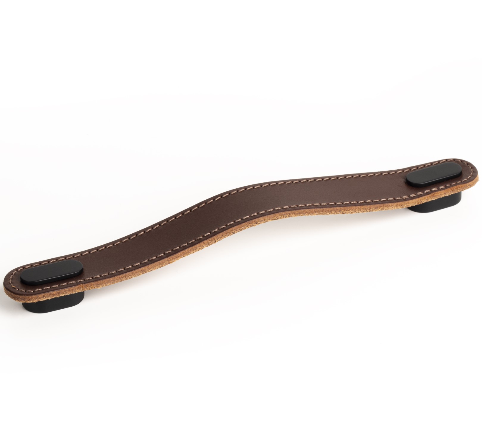 Image Handle OBLONG V0507 brown leather/black 160 mm