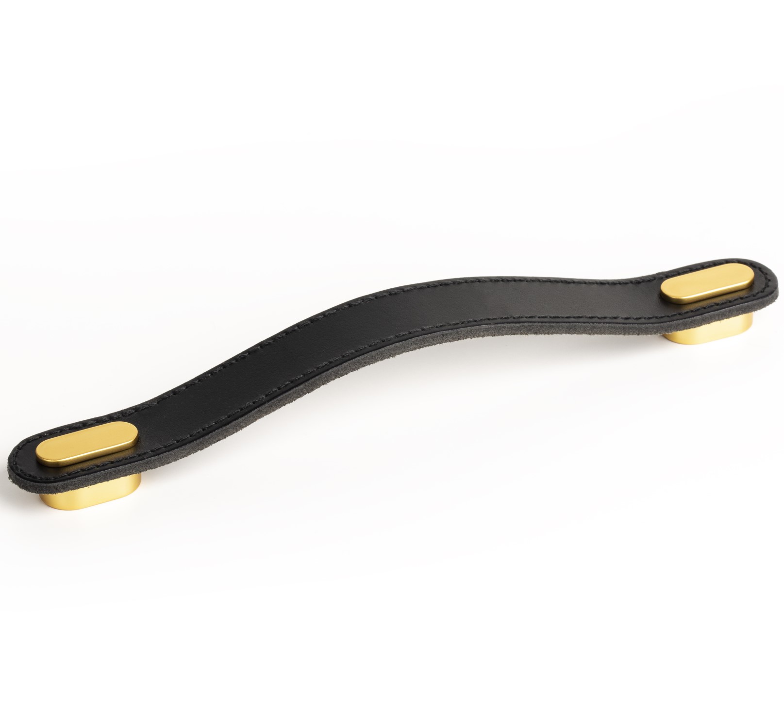 Handle OBLONG V0507 black leather/brushed gold 160 mm