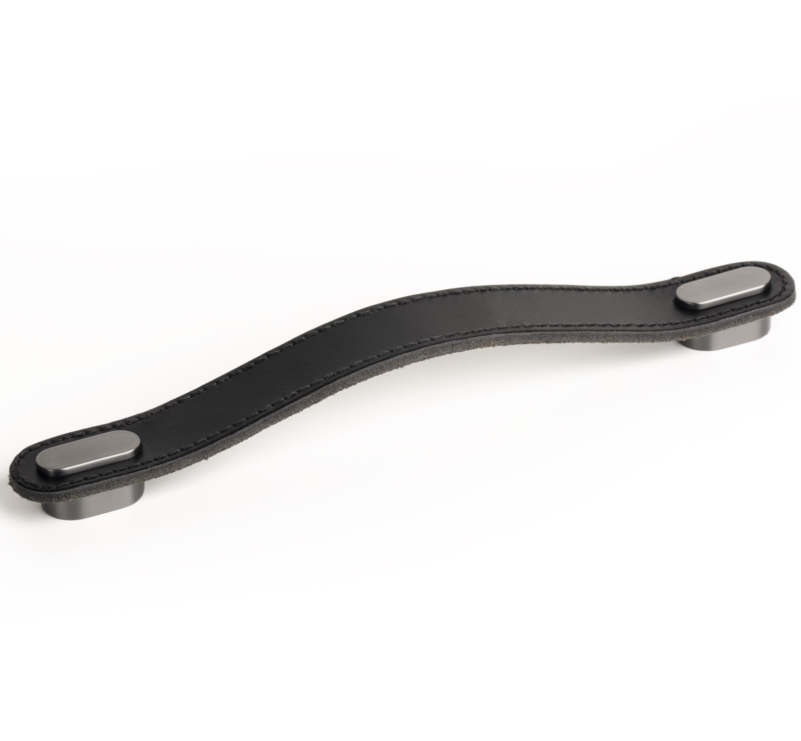 Image Handle OBLONG V0507 black leather/brushed grey 160 mm