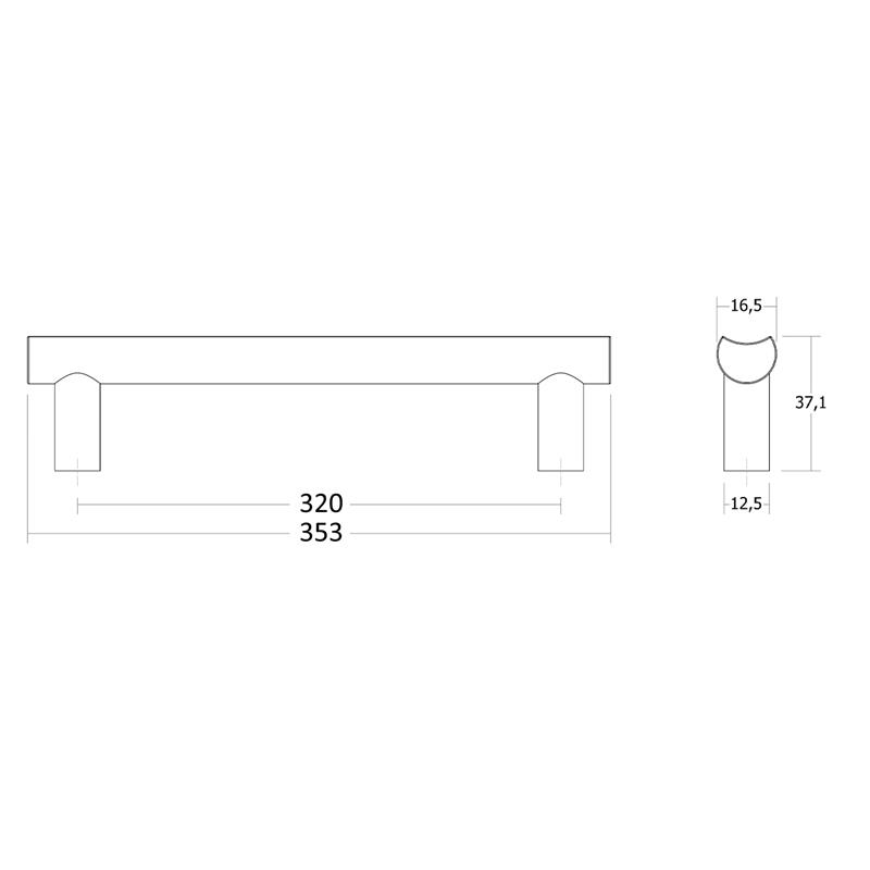 Handle V0628 MOON brushed brass cava 320 mm