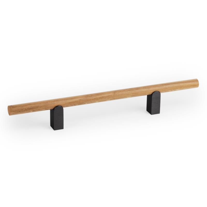 Poignée KUMO WOOD V0733 noir titane/chêne 128 mm