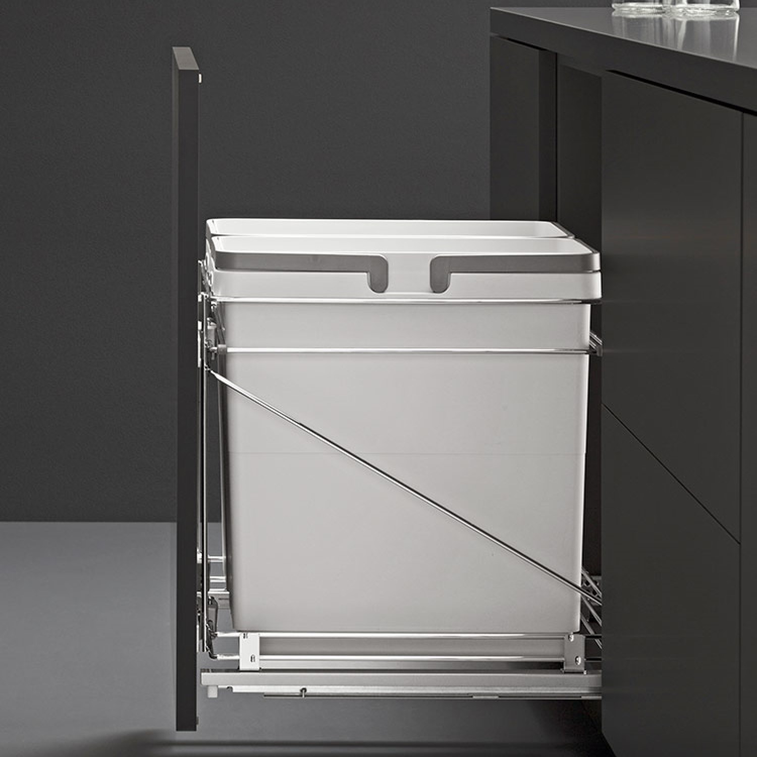 Image Pull-out waste bin Vibo Kombi 24 in. 66L 2 bins grey