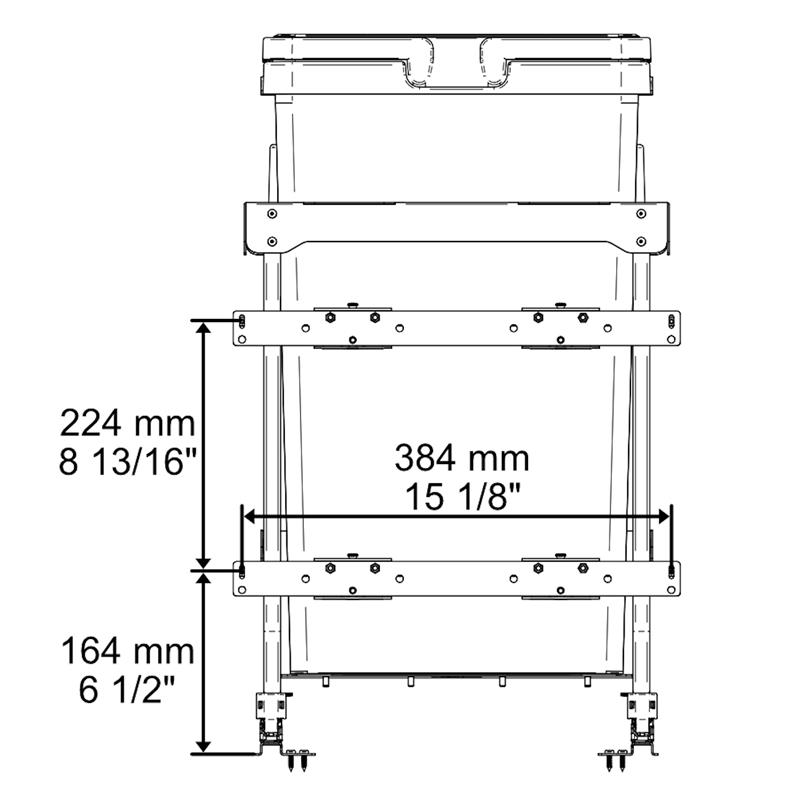 Poubelle Vibo Kombi 2.0 18 po. (450 mm) 47 L 1 bac anthracite