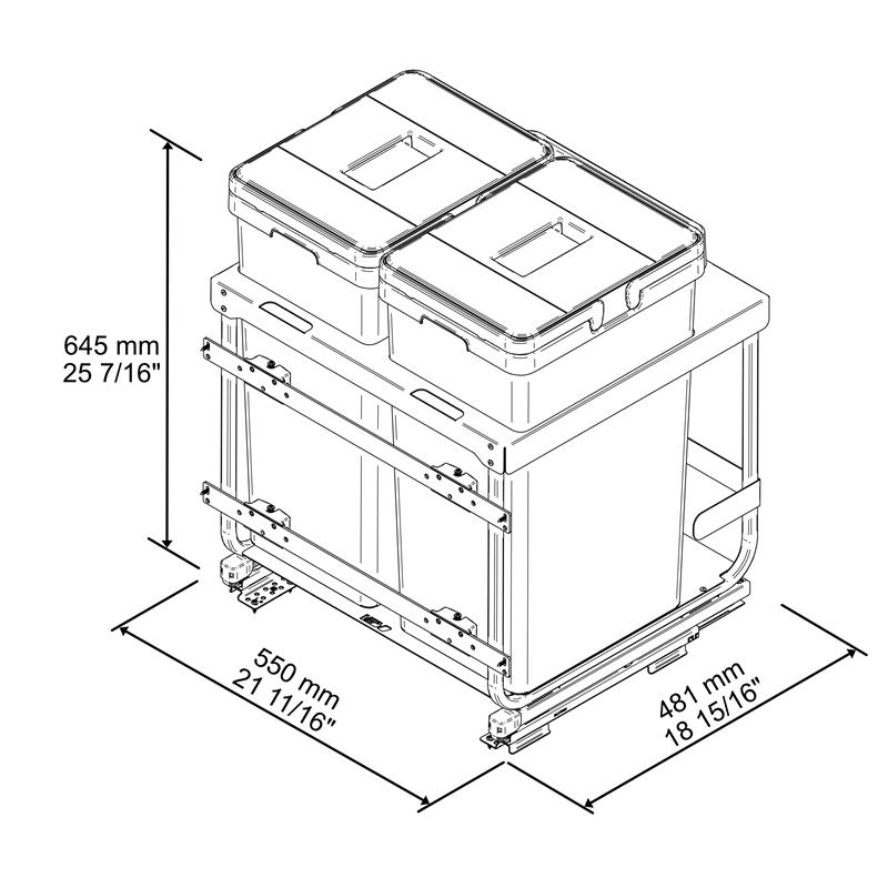 Poubelle Vibo Kombi 2.0 24 po. (600 mm) 94 L 2 bacs anthracite