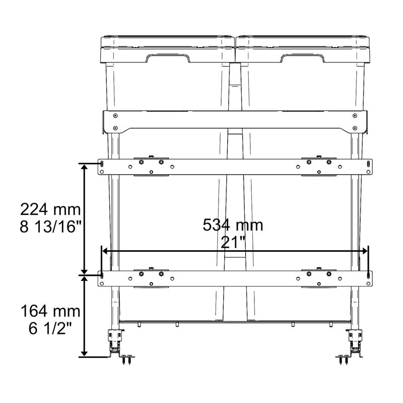 Poubelle Vibo Kombi 2.0 24 po. (600 mm) 94 L 2 bacs anthracite