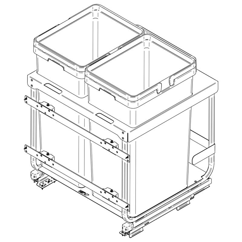 Poubelle Vibo Kombi 2.0 24 po. (600 mm) 94 L 2 bacs anthracite