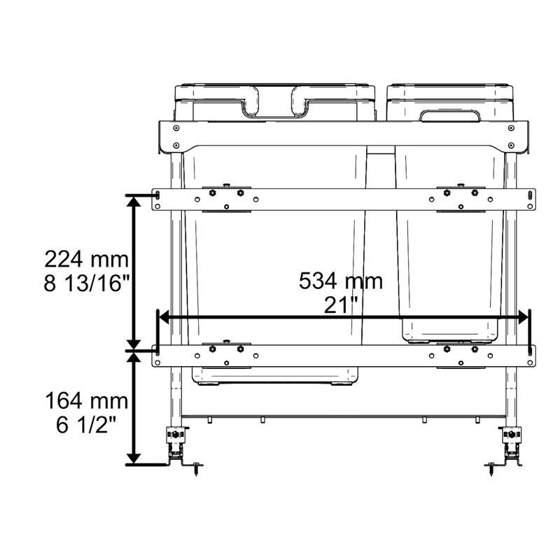 Poubelle Vibo Kombi 2.0 24 po. (600 mm) 60 L 4 bacs anthracite