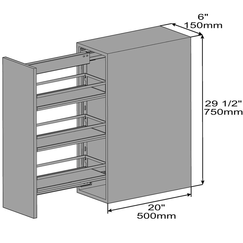 Diamond 6'' (150mm) narrow pull-out 3 baskets