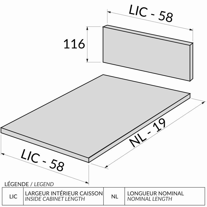 COT-SCA-H122-500-B COUPE MELAMINE