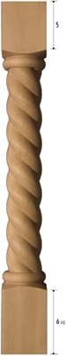 34½ in Maple turning post with rope design (left)