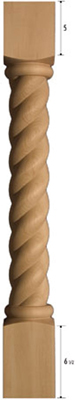 34½ in Maple turning post with rope design (right)