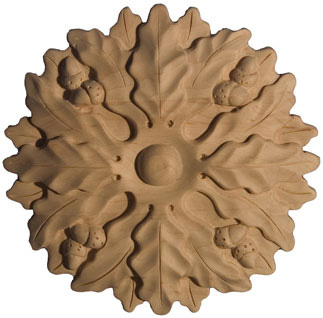 Rosette en érable feuille de chêne et glands 4 po